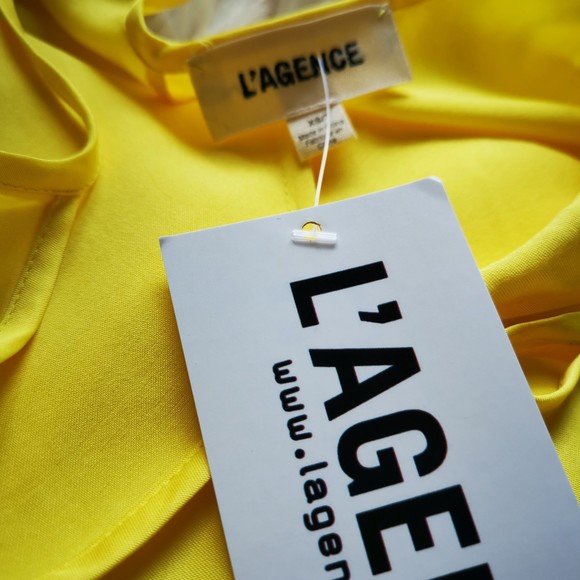 NEW L'agence Buttercup Yellow V-Neck Lorraine Trapeze Midi Slip Dress XS Summer - Picture 9 of 12